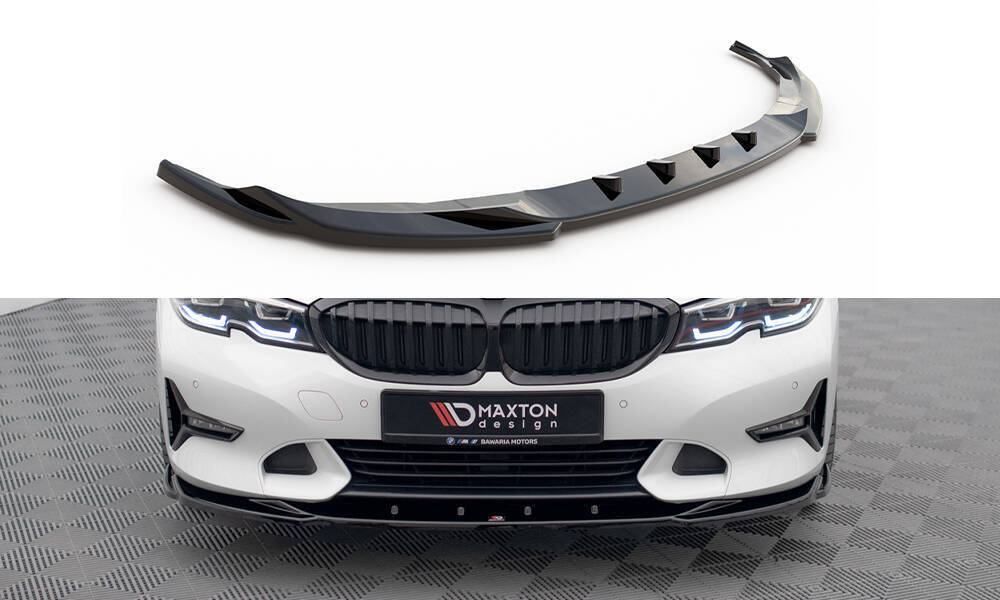 Front approach V.2 for BMW 3 Series Sport Line G20 / G21 black spoiler lip sword