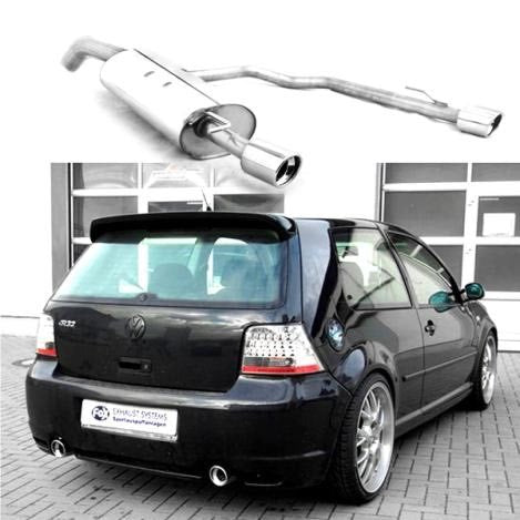 FOX R32 dizajn sportski ispuh VW Golf 4 1.4l 1.6l 1.8l 2.0l 2.3l 1.9l dizel desno lijevo 90mm svakismotano, skošeno s apsorberom (cijev Ø 63,5 mm)