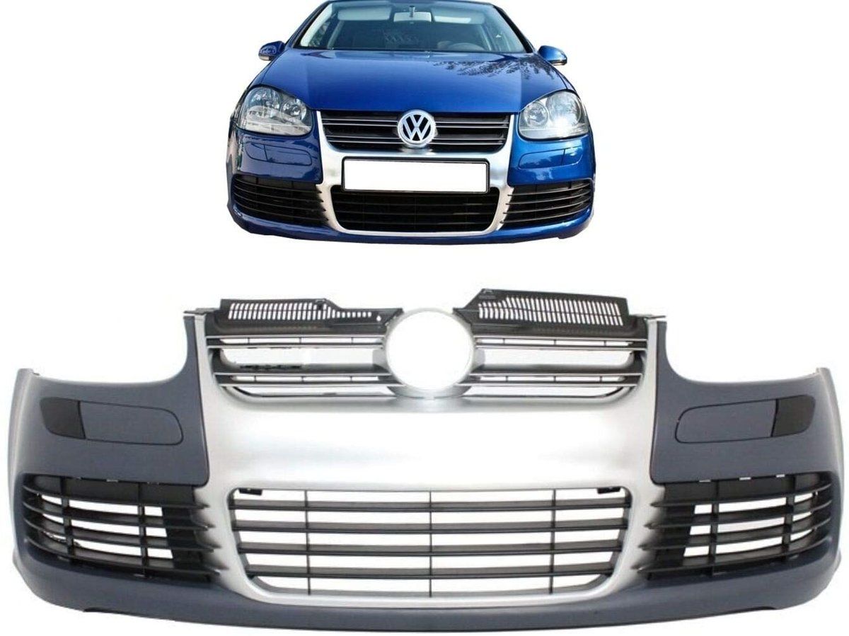 Prednji branik prikladan za VW Golf V 5 (2003-2007) Jetta (2005-2010) R32 Rešetka izgleda brušenog aluminija
