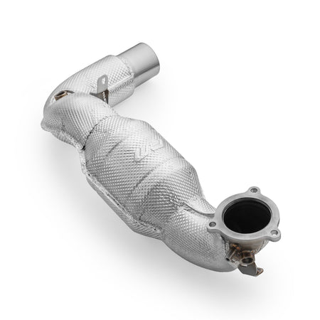Downpipe with heat shield and catalytic converters for Mercedes-AMG A35 GPF W177 4MATIC EURO 6 without GPF OFF 200 cpsi - 812108C/E6