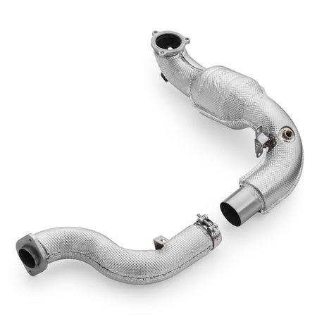 Downpipe with heat shield and catalytic converters for Mercedes-AMG A35 GPF W177 4MATIC OBD without GPF OFF 200 cpsi - 812108C/OBD