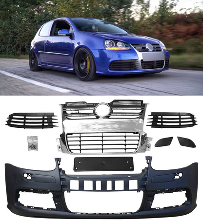 Prednji branik prikladan za VW Golf V 5 (2003-2007) Jetta (2005-2010) R32 Rešetka izgleda brušenog aluminija