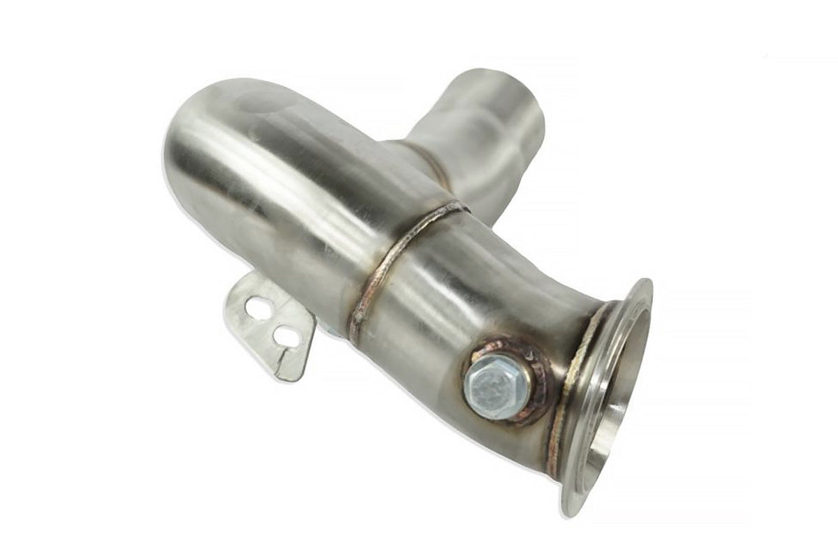 Downpipe za BMW F01 F02 F06 F07 F10 F11 F12 F13 F15 F16 F85 F86 G11 G12 G30 N63N S63N N63R S63R 2010-2017 – bez katalizatora - FMIC-EXH-BB11