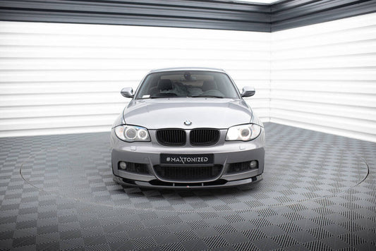 Cup spoiler lip front approach V.1 for BMW 1 Series M package E82 black high gloss