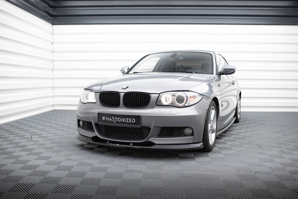 Cup spoiler lip front approach V.1 for BMW 1 Series M package E82 black high gloss