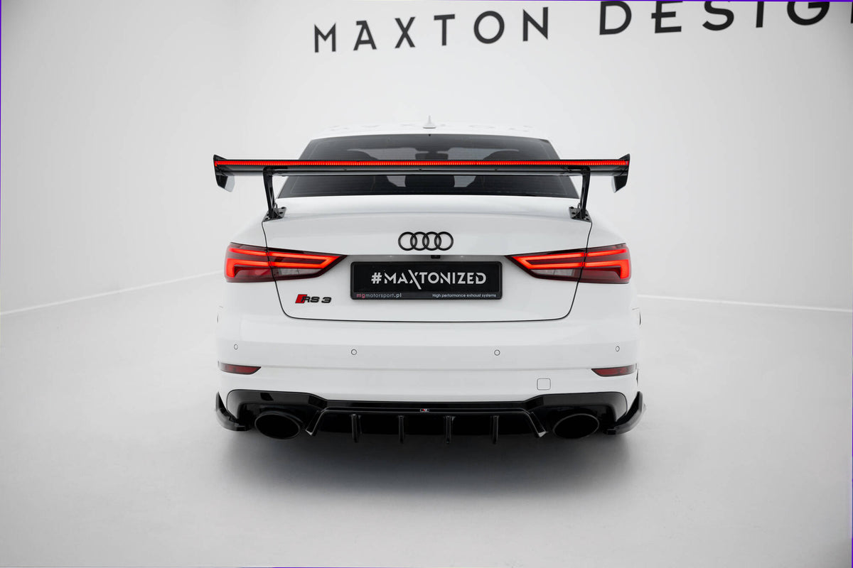 Carbon Spoiler With External Brackets Uprights + LED suitable for Audi A3 / A3 S-Line / S3 / RS3 Sedan 8V / 8V Facelift