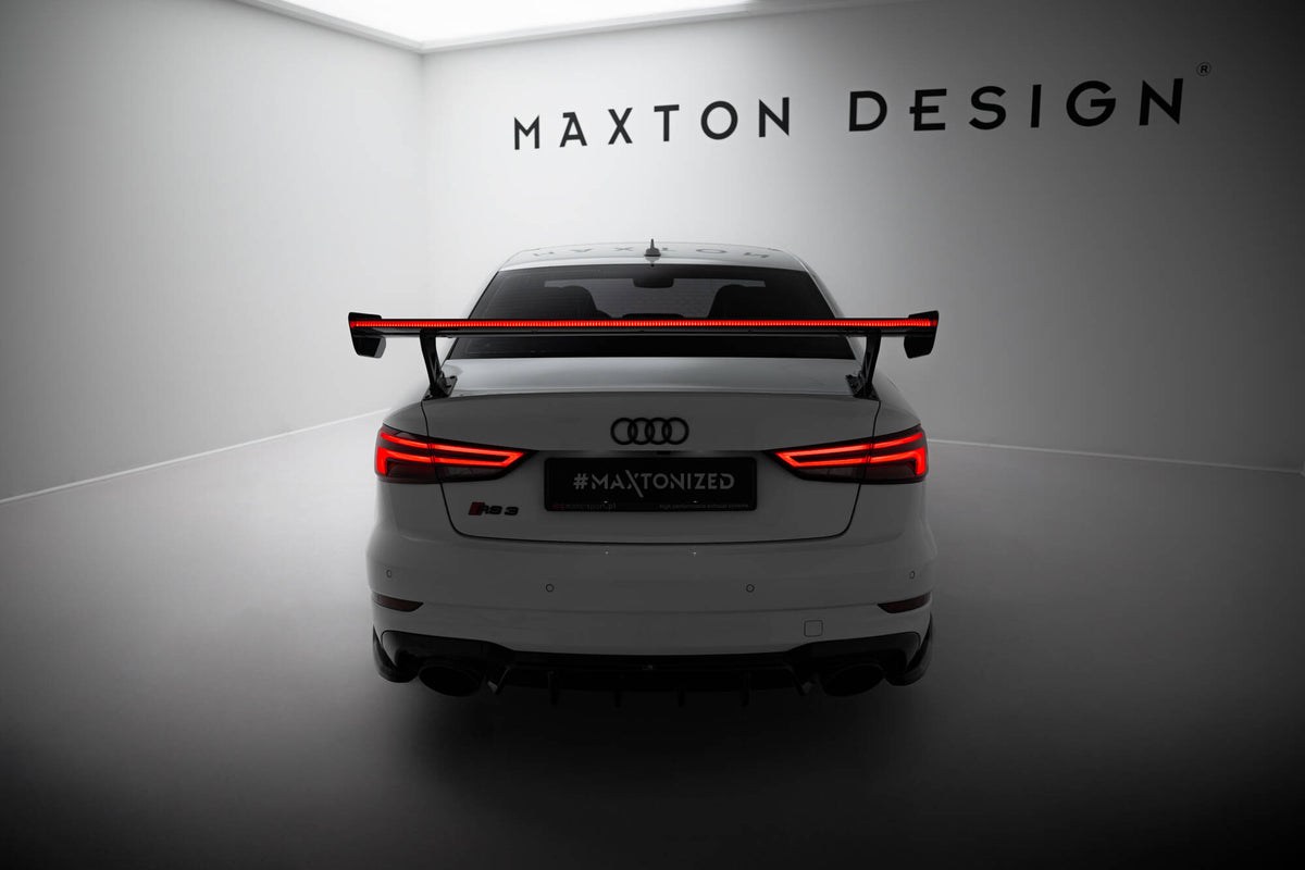 Carbon Spoiler With External Brackets Uprights + LED suitable for Audi A3 / A3 S-Line / S3 / RS3 Sedan 8V / 8V Facelift