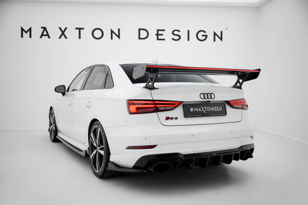 Carbon Spoiler With External Brackets Uprights + LED suitable for Audi A3 / A3 S-Line / S3 / RS3 Sedan 8V / 8V Facelift