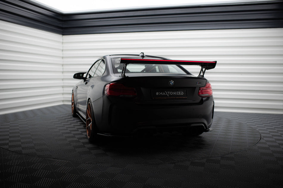 Carbon Spoiler With External Brackets Uprights + LED suitable for BMW M2 F87 / 2 / 2 M-Pack F22