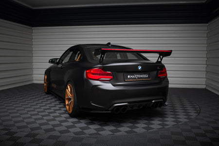 Carbon Spoiler With External Brackets Uprights + LED suitable for BMW M2 F87 / 2 / 2 M-Pack F22
