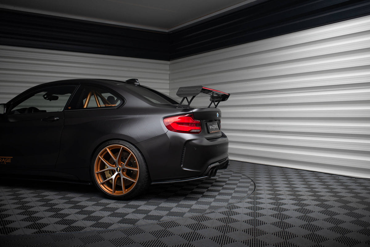 Carbon Spoiler With External Brackets Uprights + LED suitable for BMW M2 F87 / 2 / 2 M-Pack F22