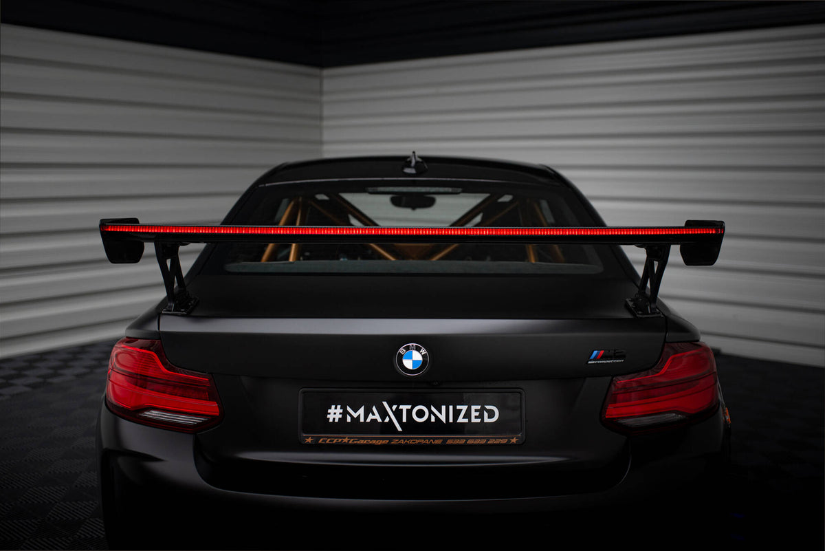 Carbon Spoiler With External Brackets Uprights + LED suitable for BMW M2 F87 / 2 / 2 M-Pack F22