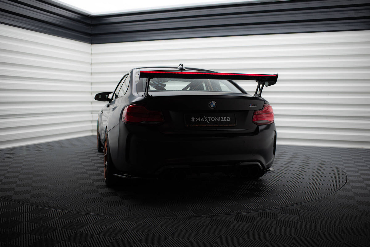 Carbon Spoiler With External Brackets Uprights + LED suitable for BMW M2 F87 / 2 / 2 M-Pack F22