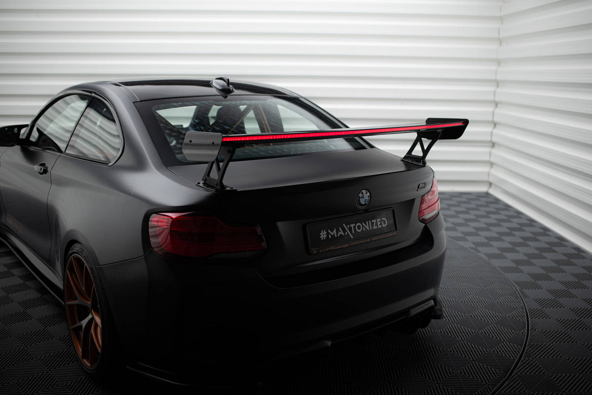 Carbon Spoiler With External Brackets Uprights + LED suitable for BMW M2 F87 / 2 / 2 M-Pack F22