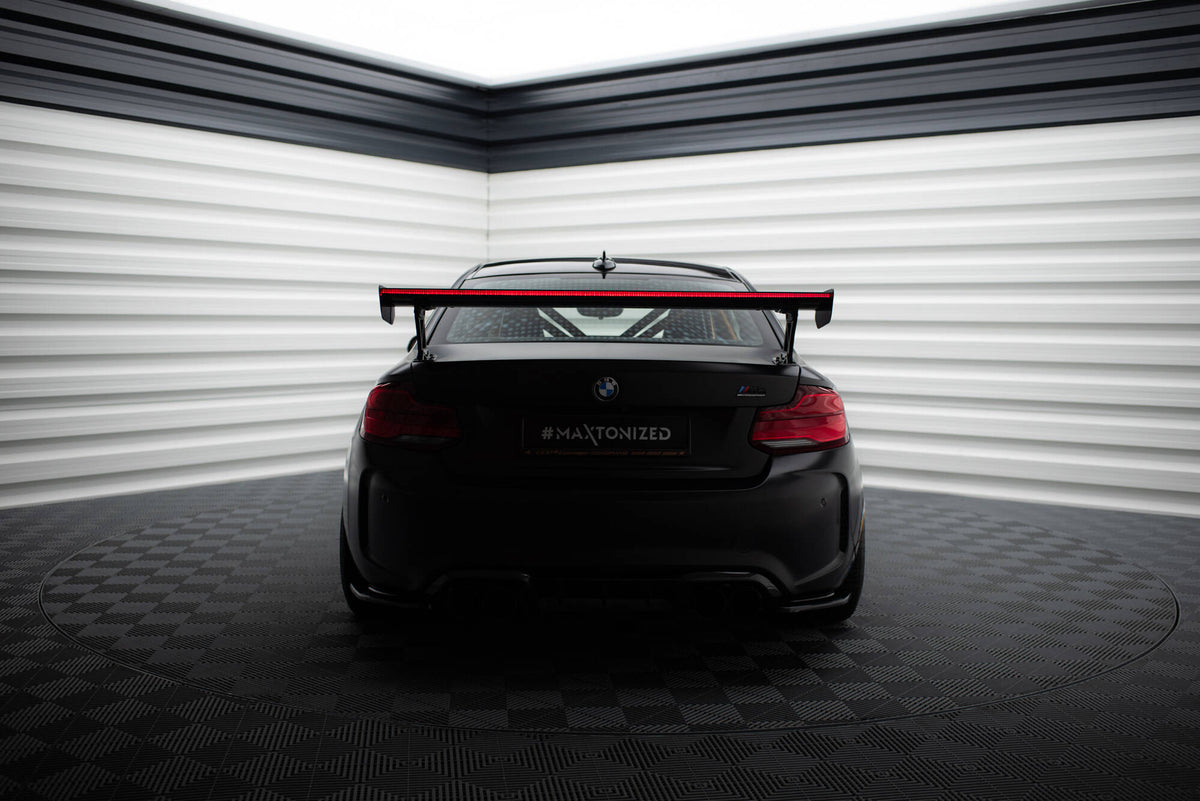 Carbon Spoiler With External Brackets Uprights + LED suitable for BMW M2 F87 / 2 / 2 M-Pack F22