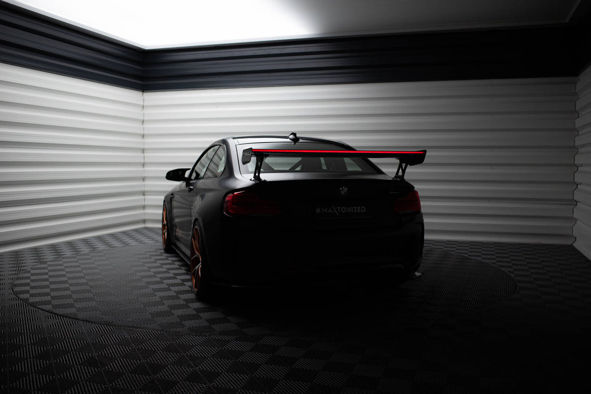 Carbon Spoiler With External Brackets Uprights + LED suitable for BMW M2 F87 / 2 / 2 M-Pack F22