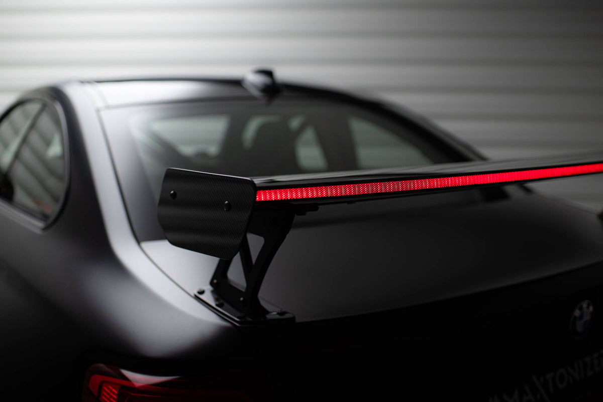 Carbon Spoiler With External Brackets Uprights + LED suitable for BMW M2 F87 / 2 / 2 M-Pack F22