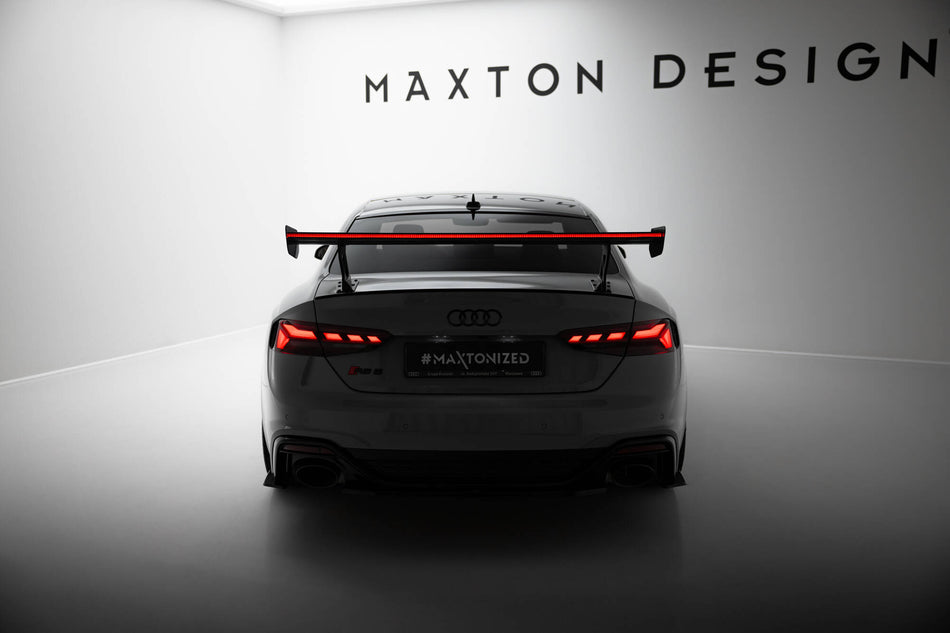 Carbon Spoiler With External Brackets Uprights V.1 + LED suitable for Audi A5 / A5 S-Line / S5 / RS5 Coupe F5 / F5 Facelift