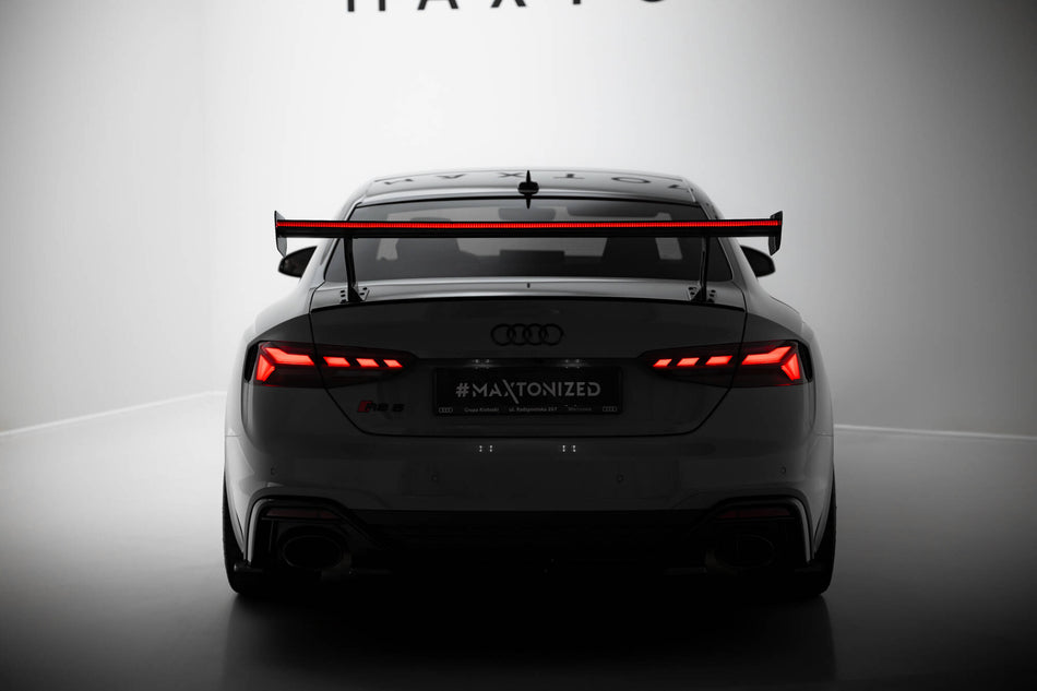 Carbon Spoiler With External Brackets Uprights V.1 + LED suitable for Audi A5 / A5 S-Line / S5 / RS5 Coupe F5 / F5 Facelift