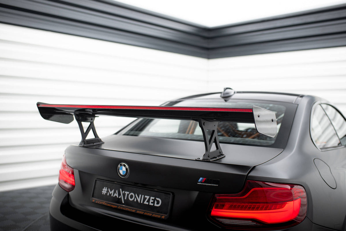 Carbon Spoiler With Internal Brackets Uprights + LED suitable for BMW M2 F87 / 2 / 2 M-Pack F22