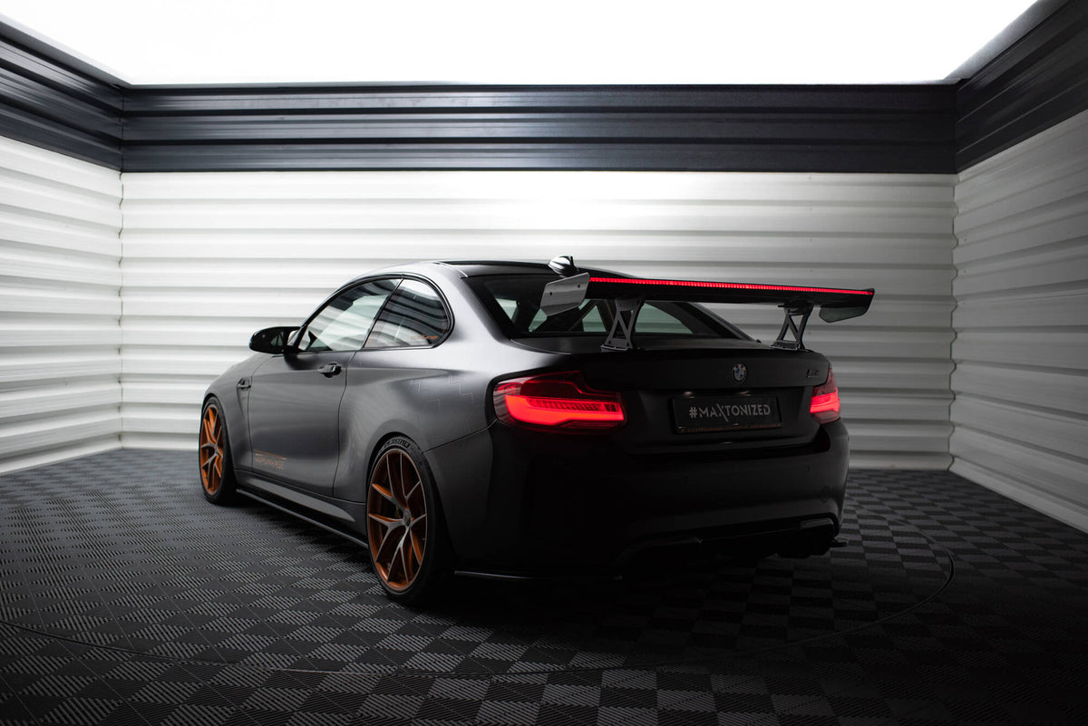 Carbon Spoiler With Internal Brackets Uprights + LED suitable for BMW M2 F87 / 2 / 2 M-Pack F22