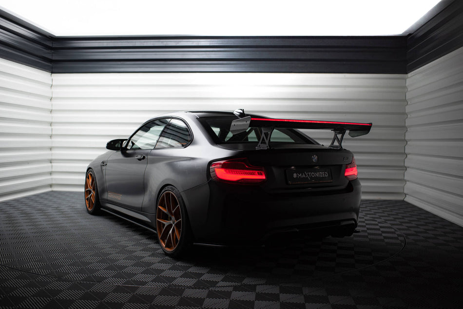 Carbon Spoiler With Internal Brackets Uprights + LED suitable for BMW M2 F87 / 2 / 2 M-Pack F22