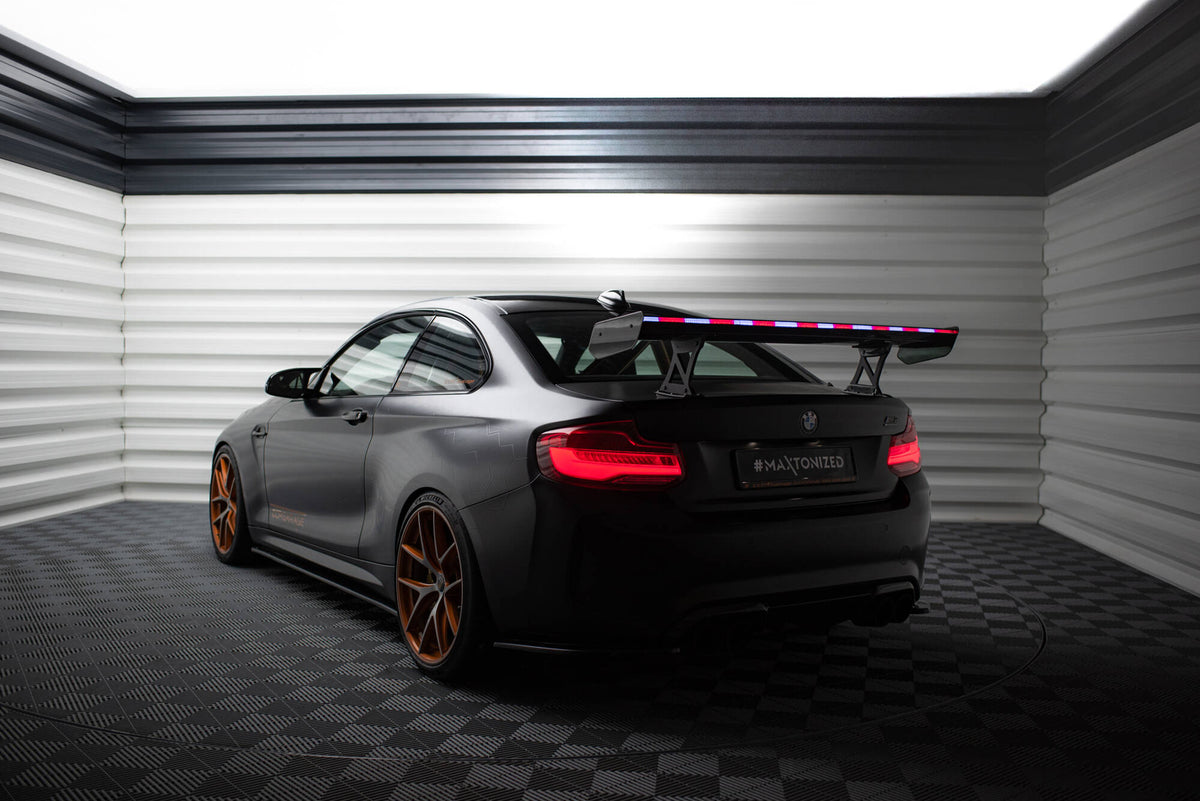 Carbon Spoiler With Internal Brackets Uprights + LED suitable for BMW M2 F87 / 2 / 2 M-Pack F22