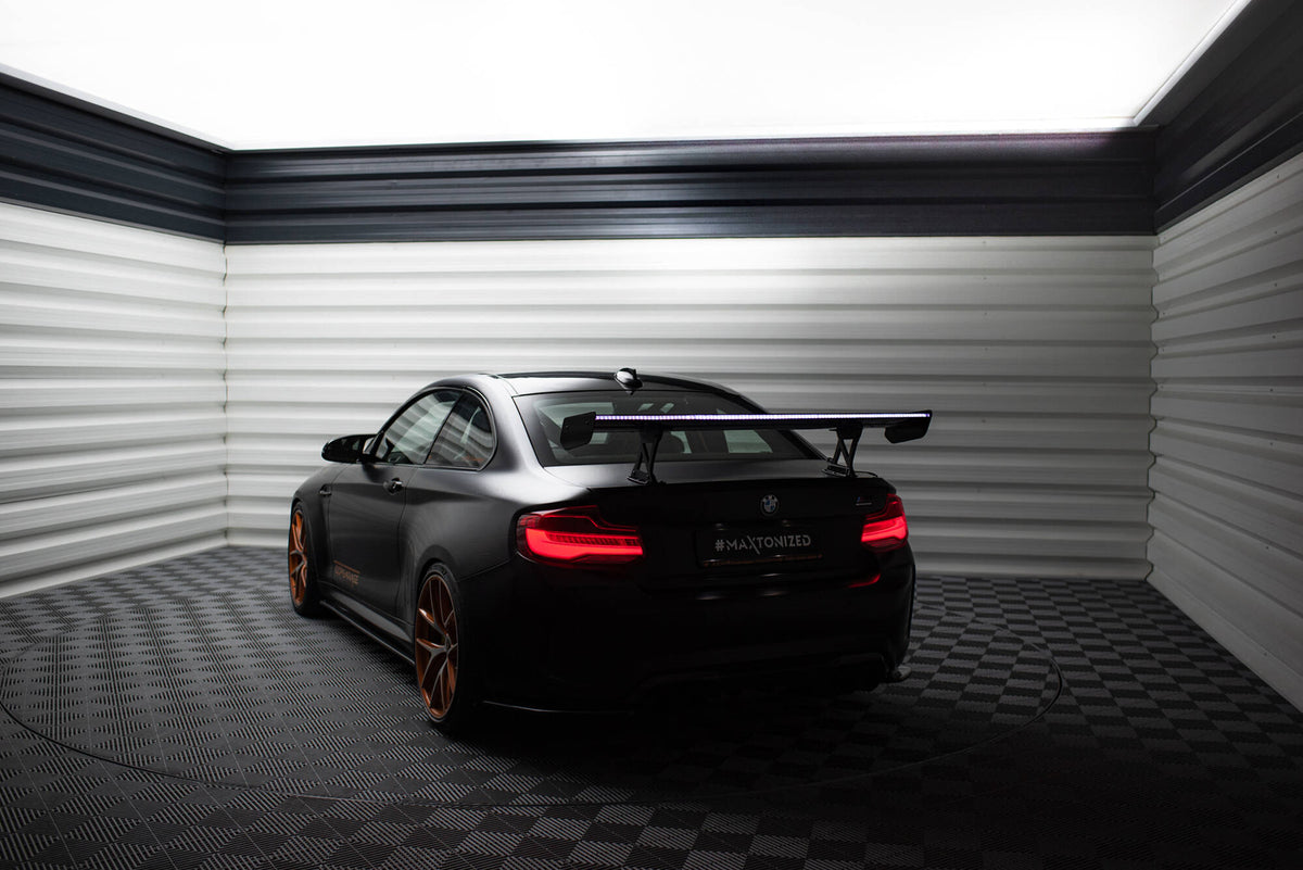 Carbon Spoiler With Internal Brackets Uprights + LED suitable for BMW M2 F87 / 2 / 2 M-Pack F22