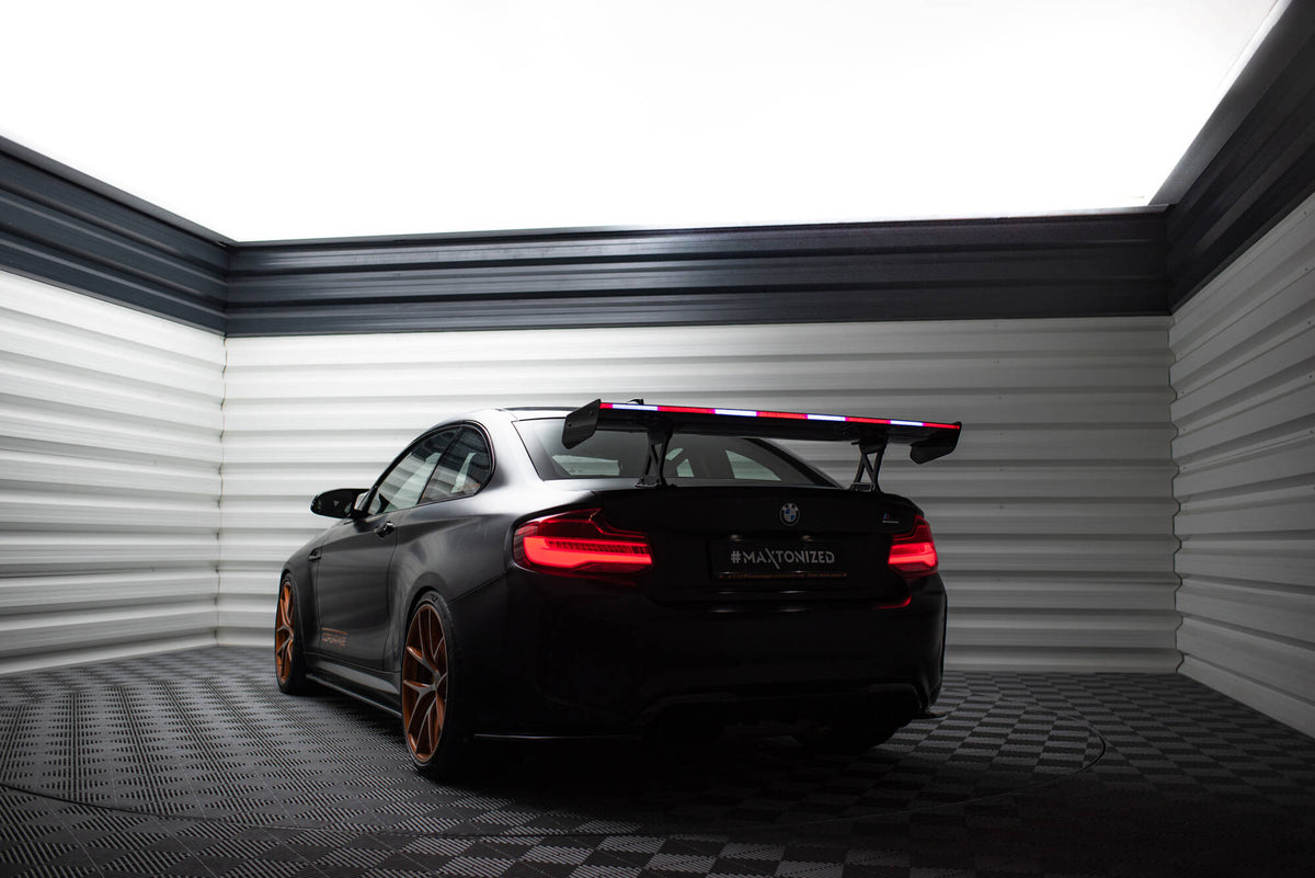 Carbon Spoiler With Internal Brackets Uprights + LED suitable for BMW M2 F87 / 2 / 2 M-Pack F22
