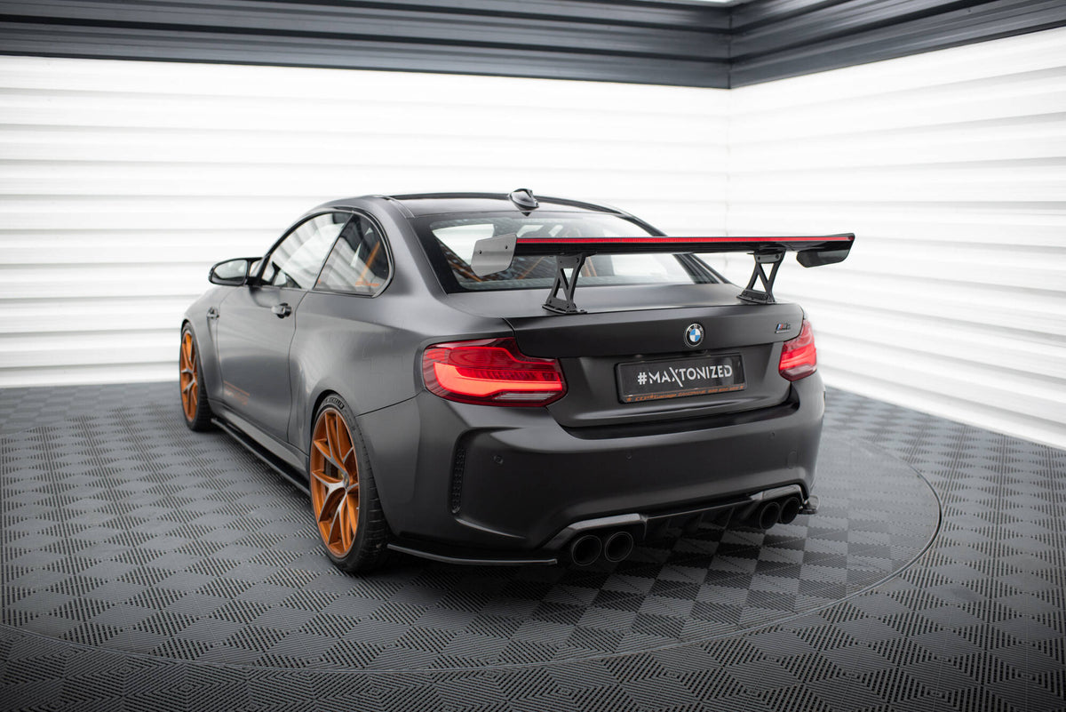 Carbon Spoiler With Internal Brackets Uprights + LED suitable for BMW M2 F87 / 2 / 2 M-Pack F22
