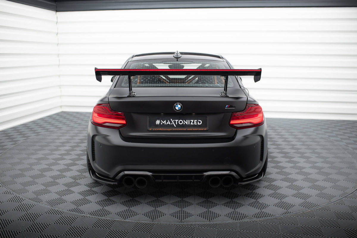 Carbon Spoiler With Internal Brackets Uprights + LED suitable for BMW M2 F87 / 2 / 2 M-Pack F22