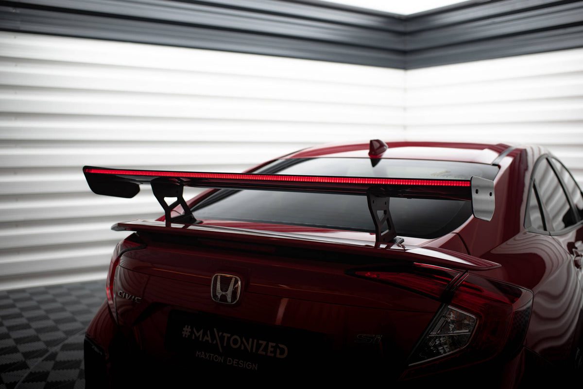 Carbon Spoiler With Internal Brackets Uprights + LED suitable for Honda Civic SI Mk10