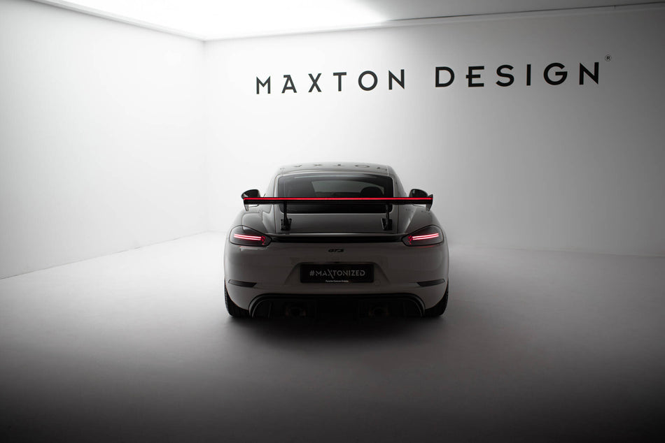 Carbon Spoiler With Internal Brackets Uprights V.1 + LED suitable for Porsche 718 Cayman 982c