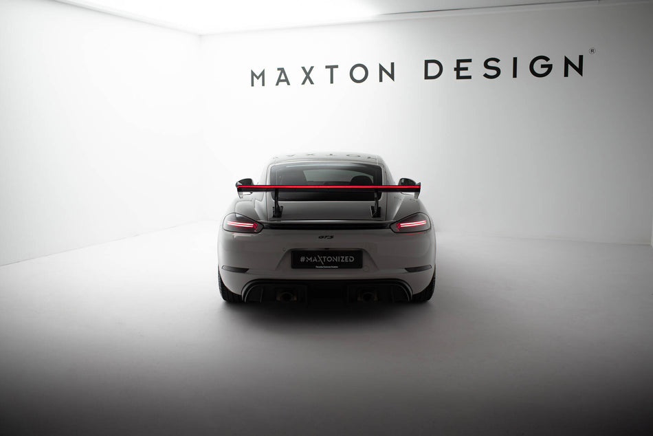 Carbon Spoiler With Internal Brackets Uprights V.2 + LED suitable for Porsche 718 Cayman 982c