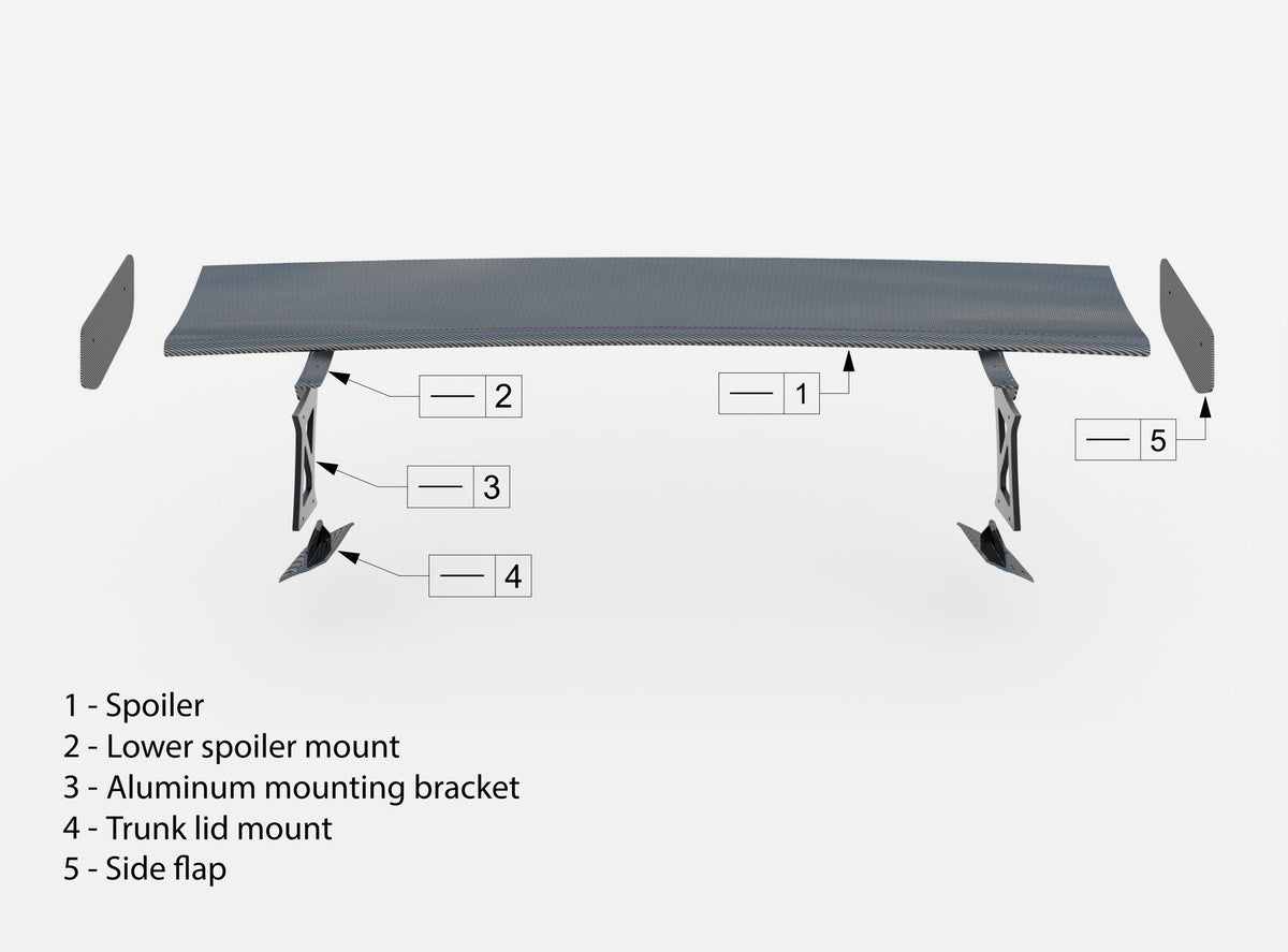 Carbon Spoiler With Upper Swan Mounting + LED suitable for Audi A5 Coupe 8T