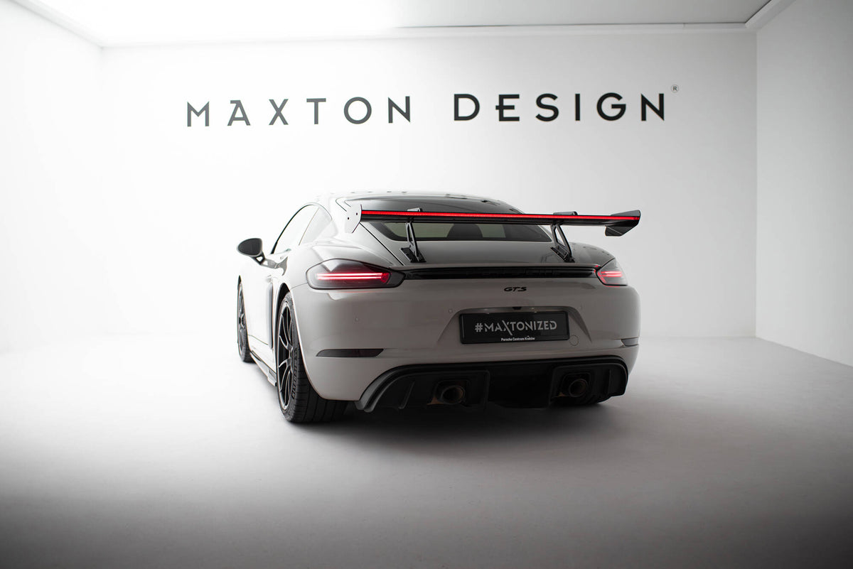 Carbon Spoiler With Upper Swan Mounting V.1 + LED suitable for Porsche 718 Cayman 982c