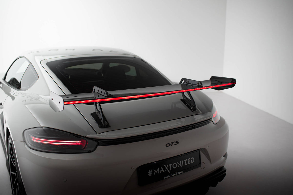 Carbon Spoiler With Upper Swan Mounting V.1 + LED suitable for Porsche 718 Cayman 982c