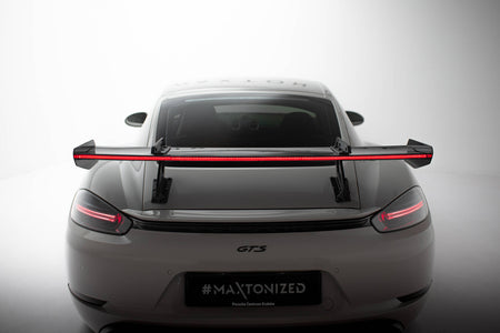 Carbon Spoiler With Upper Swan Mounting V.1 + LED suitable for Porsche 718 Cayman 982c