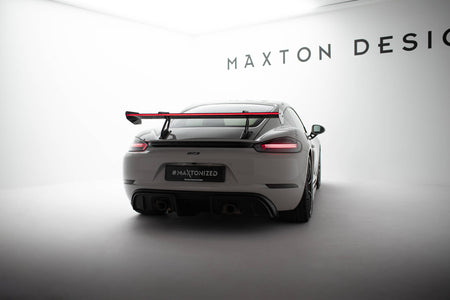 Carbon Spoiler With Upper Swan Mounting V.1 + LED suitable for Porsche 718 Cayman 982c
