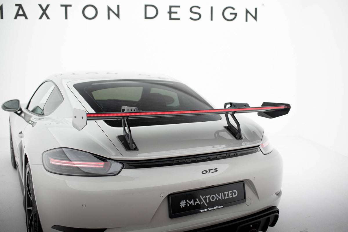 Carbon Spoiler With Upper Swan Mounting V.2 + LED suitable for Porsche 718 Cayman 982c