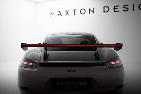 Carbon Spoiler With Upper Swan Mounting V.2 + LED suitable for Porsche 718 Cayman 982c