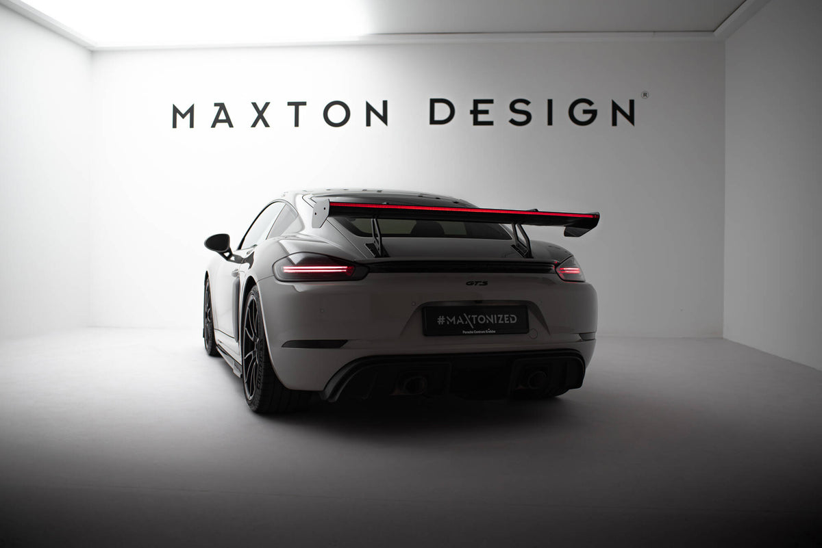 Carbon Spoiler With Upper Swan Mounting V.2 + LED suitable for Porsche 718 Cayman 982c