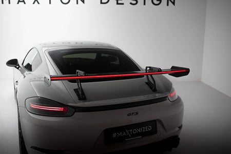 Carbon Spoiler With Upper Swan Mounting V.2 + LED suitable for Porsche 718 Cayman 982c