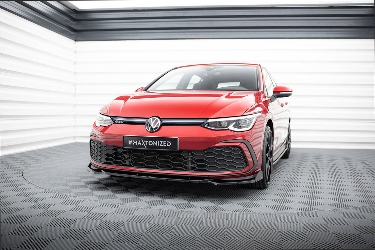 Front Splitter V.2 + Flaps suitable for Volkswagen Golf GTI / GTE / GTD / R-Line Mk8