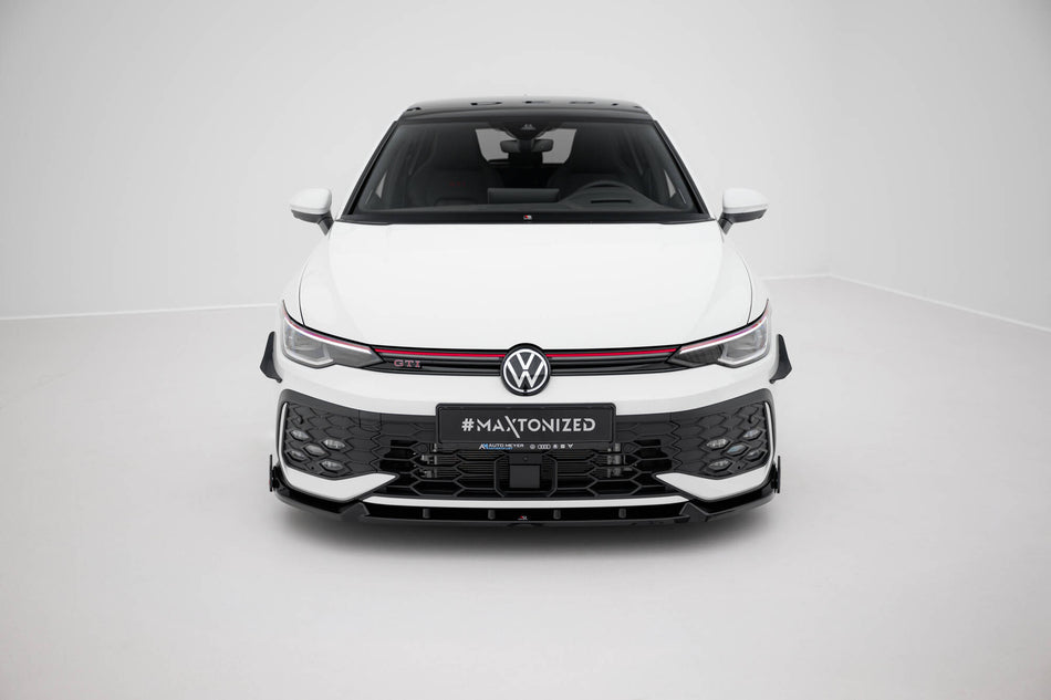 Front Splitter V.2 + Flaps suitable for Volkswagen Golf GTI / GTE / R-Line Mk8 Facelift