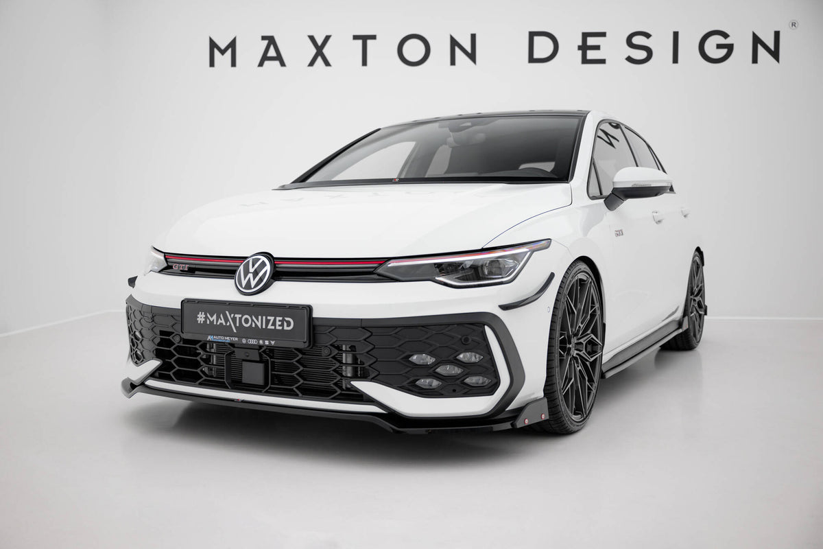 Front Splitter V.3 + Flaps suitable for Volkswagen Golf GTI / GTE / R-Line Mk8 Facelift