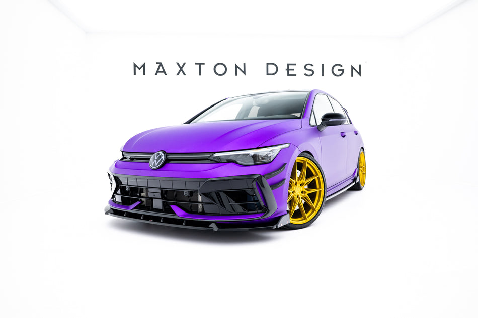 Front Splitter V.3 + Flaps suitable for Volkswagen Golf R Hatchback / Variant Mk8 Facelift