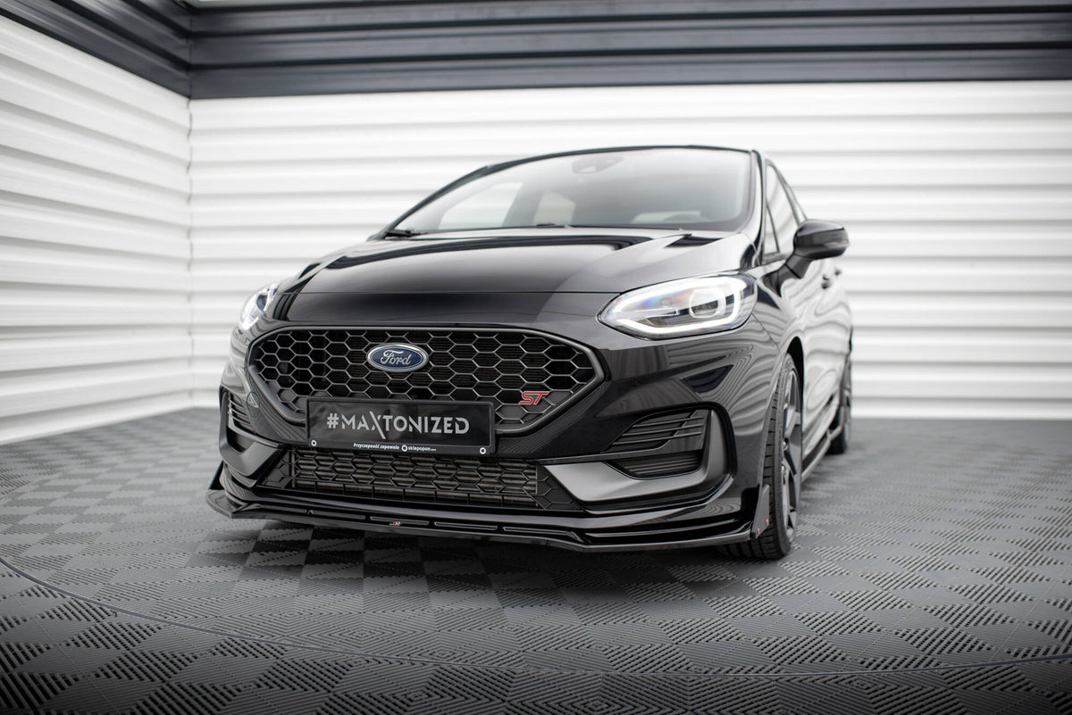 Front Splitter V.4 + Flaps suitable for Ford Fiesta ST / ST-line Mk8 Facelift