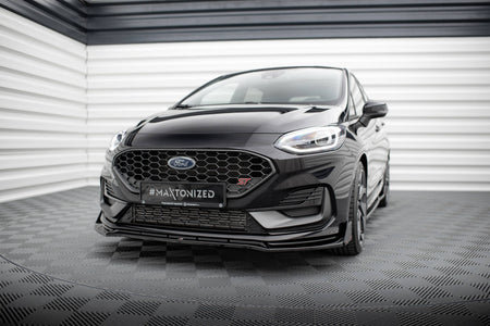 Front Splitter V.4 + Flaps suitable for Ford Fiesta ST / ST-line Mk8 Facelift