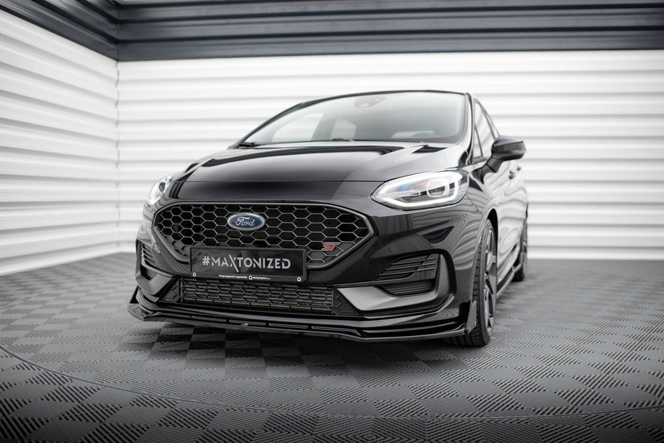 Front Splitter V.4 + Flaps suitable for Ford Fiesta ST / ST-line Mk8 Facelift